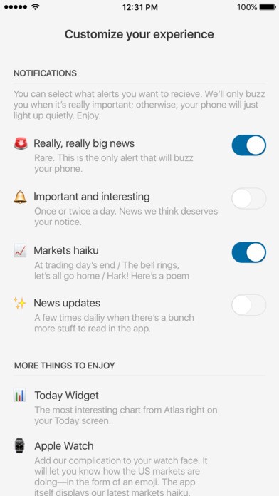 Quartz has plenty of options, for news junkies, or casual browsing.